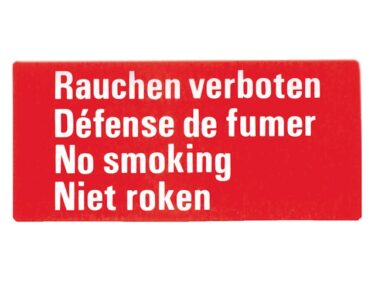 Rygning forbudt (på 4 sprog), klistermærke