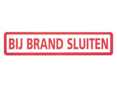 Bij brand sluiten sticker