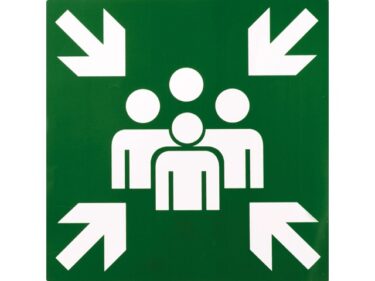 Verzamelplaats symbool, sticker of bord
