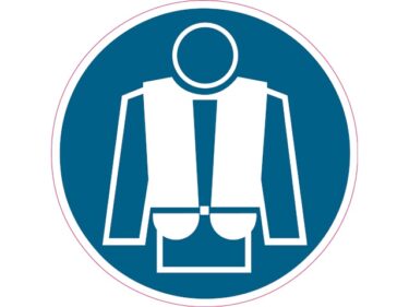 Reddingsvesten verplicht, sticker