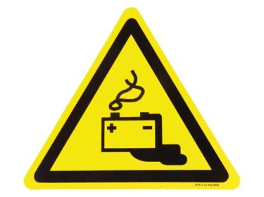 Gevaar accudampen, sticker