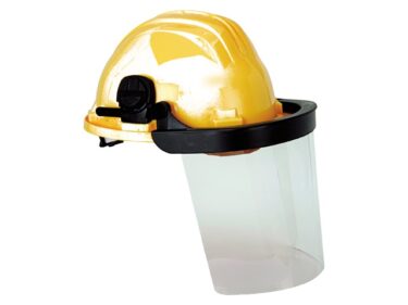 Yksinkertainen kasvonsuoja, jossa on kypäräkiinnitys