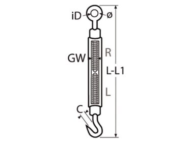 Spanschroef open huis, RVS
