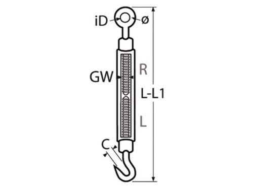 Spanschroef open huis, RVS
