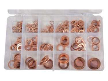 Platte ringen assortimentsdoos, rood koper