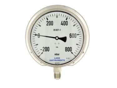 Buisveermanometer 160 mm, RVS met achterflens (gevuld)