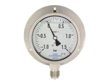 Buisveermanometer 100 mm, RVS met achterflens