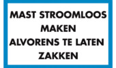 Mast stroomloos maken, sticker