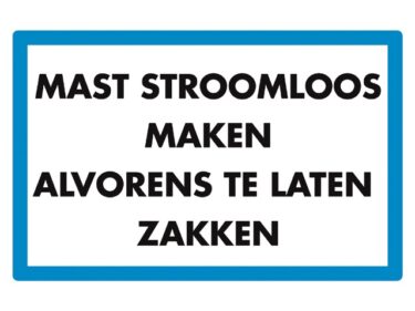 Mast stroomloos maken, sticker