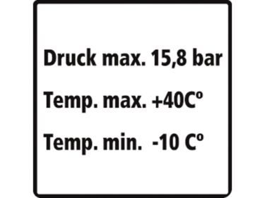 Druk max. 15.8 bar, sticker