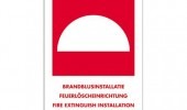 Brandblusinstallatie sticker met tekst