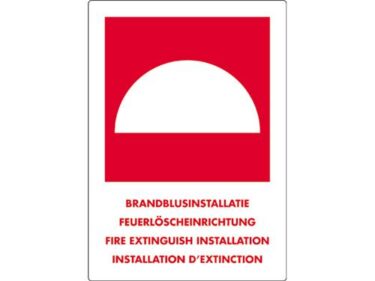 Brandblusinstallatie sticker met tekst