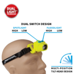 ATEX 0 Hoofdlamp Nightstick, dual light en oplaadbaar