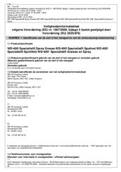 WD-40 Specialist Spuitvet 400 ml Veiligheidsinformatieblad