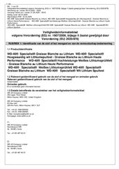 WD-40 Specialist Wit Lithium Spuitvet 400 ml Veiligheidsinformatieblad