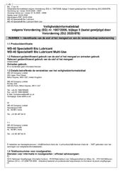 WD-40 Specialist Bio Lubricant 200 ml - Veiligheidsinformatieblad